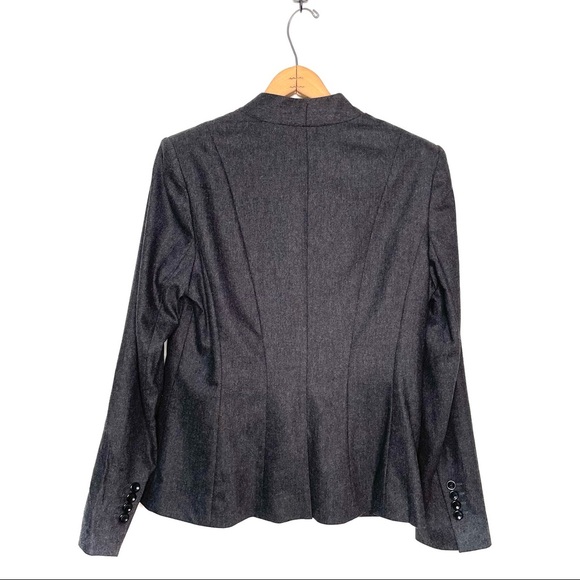 Brooks Brothers | Gray Cashmere Blend Button Down Collarless Fitted Blazer - Picture 4 of 6